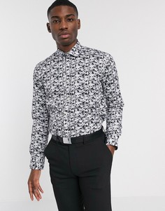 Серая строгая рубашка с цветочным принтом Ted Baker-Серый