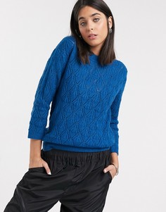 Синий фактурный джемпер с рукавами 3/4 Kaffe