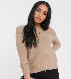 Бежевый джемпер с открытыми плечами River Island Petite-Коричневый