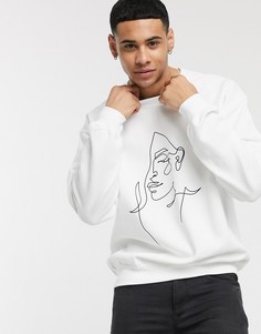Белый свитшот с принтом Topman
