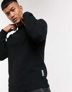 Черный свитшот в рубчик Bershka
