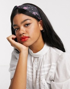 Повязка на голову с узлом в горошек и с цветочным принтом ASOS DESIGN-Мульти