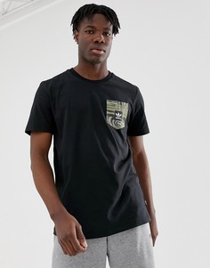 Черная футболка с принтом на кармане adidas Skateboarding-Черный
