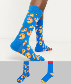 Набор из 2 пар носков (с принтом пиццы/др.) Happy Socks-Синий