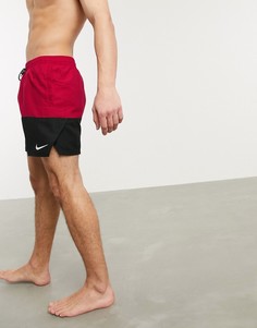 Бордовые шорты для плавания со вставками колор блок Nike Swimming-Красный