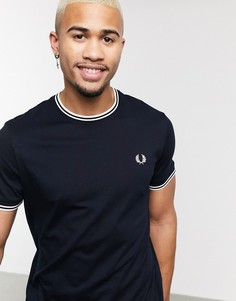 Темно-синяя футболка с контрастной отделкой Fred Perry-Темно-синий
