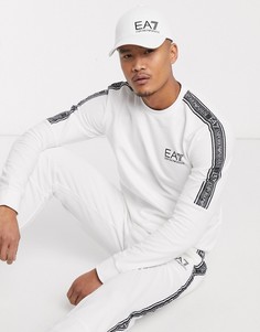 Белый свитшот с круглым вырезом и логотипом Armani EA7