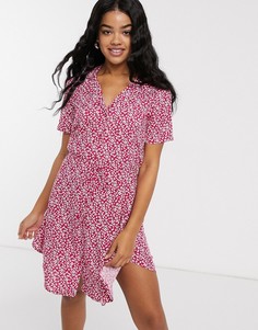 Платье-рубашка с короткими рукавами и цветочным принтом JDY-Розовый