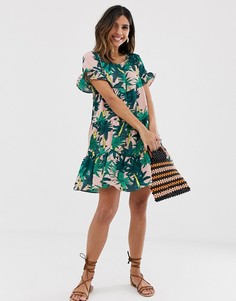 Свободное платье с пальмовым принтом AX Paris-Мульти