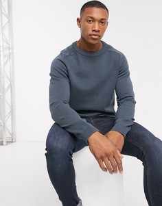 Синий премиум-джемпер из вафельного трикотажа Jack & Jones