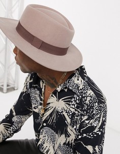 Бежевая шляпа с широкими полями ASOS DESIGN-Коричневый