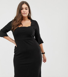 Платье-футляр с фигурной горловиной ASOS DESIGN Curve-Черный