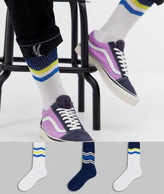 Набор из 3 пар спортивных носков с сине-желтым шевронным узором ASOS DESIGN - Скидка-Мульти