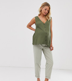 Шалфейно-зеленые брюки чиносы ASOS DESIGN Maternity-Зеленый