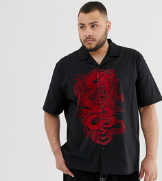 Черная рубашка с отложным воротником и принтом с изображением дракона Jaded London-Черный