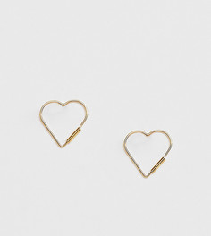 Серебряные позолоченные серьги-кольца в форме сердечек ASOS DESIGN-Золотой