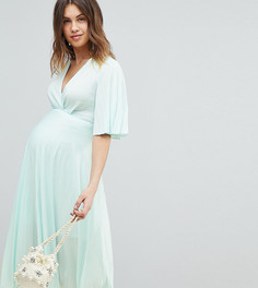 Плиссированное платье миди в стиле кимоно ASOS DESIGN Maternity-Зеленый