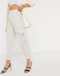 Брюки в стиле милитари с карманами ASOS DESIGN-Бежевый