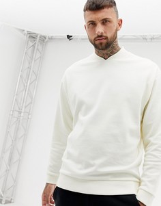 Светло-бежевый oversized-свитшот с воротом в стиле бомбера ASOS DESIGN organic-Белый