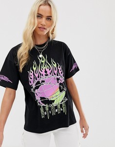 Oversize-футболка с ярким принтом ASOS DESIGN-Черный