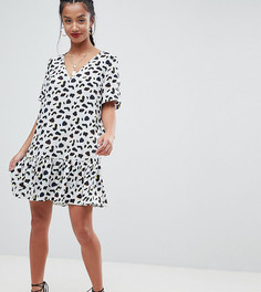Платье мини с заниженной талией и анималистическим принтом ASOS DESIGN Petite-Мульти