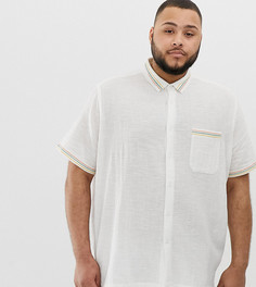 Фактурная oversize-рубашка с отделкой кантом ASOS DESIGN Plus-Кремовый