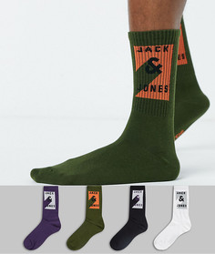 4 пары спортивных носков с логотипом Jack & Jones-Зеленый