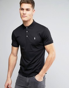 Черное трикотажное поло узкого кроя Polo Ralph Lauren-Черный