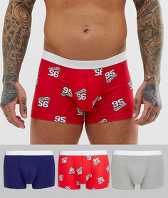 Боксеры-брифы (синий, красный с притом, серый меланж) ASOS DESIGN - Набор из 3 пар со скидкой-Мульти