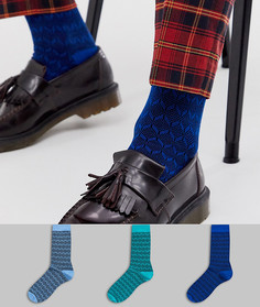 Набор из 3 пар носков с принтом ASOS DESIGN-Зеленый