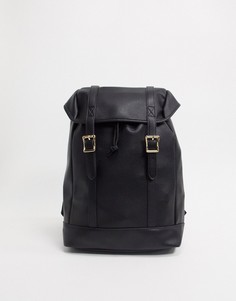 Черный рюкзак из искусственной кожи с двумя ремешками ASOS DESIGN