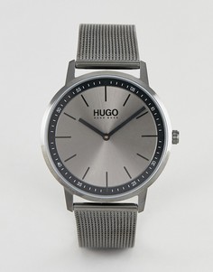 Серые часы с сетчатым ремешком HUGO 1520012 Exist-Серый