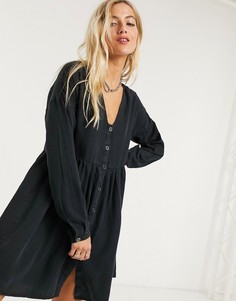 Черное свободное oversized-платье с кнопками Noisy May-Черный