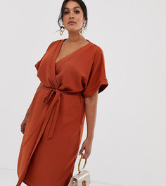 Платье миди с запахом ASOS DESIGN Curve-Красный