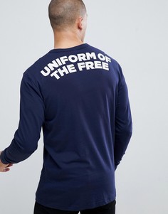 Синий лонгслив с логотипом на спине G-Star uniform of the free
