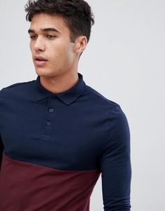 Бордовая футболка-поло с контрастной кокеткой ASOS DESIGN-Красный