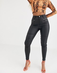 Черные джинсы скинни с покрытием Missguided-Черный