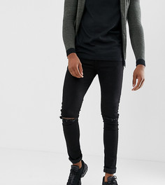 Джинсы с рваными коленями ASOS DESIGN Tall-Черный