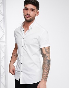 Белая обтягивающая рубашка с короткими рукавами River Island-Белый