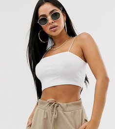 Белый кроп-топ бандо на тонких бретелях ASOS DESIGN Petite