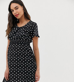 Черное платье с эластичной талией и принтом New Look Maternity-Черный