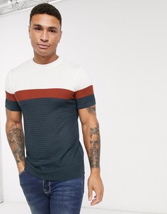 Трикотажная футболка колор блок River Island-Синий