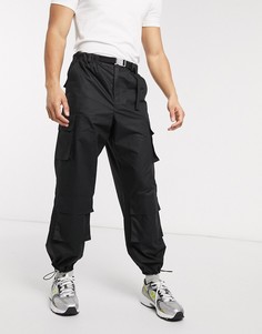 Черные широкие брюки карго ASOS WHITE-Черный