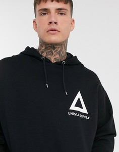 Oversized-худи черного цвета с треугольником ASOS DESIGN-Черный