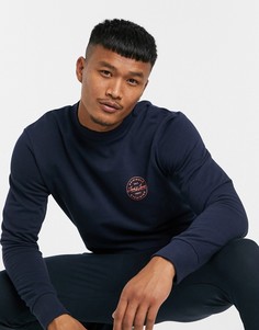 Темно-синий свитшот с круглым вырезом и логотипом Jack & Jones Originals