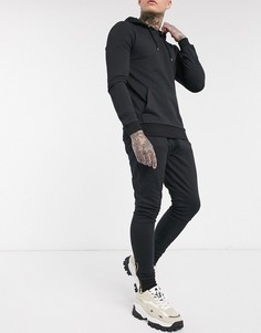 Черный спортивный костюм из худи и джоггеров с молниями ASOS DESIGN