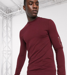 Бордовый обтягивающий свитшот с карманом MA1 от ASOS DESIGN Tall-Красный