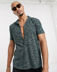 Зеленая футболка-поло с отложным воротником ASOS DESIGN-Зеленый