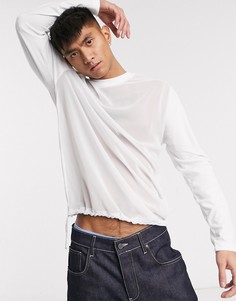 Белый длинный свободный лонгслив ASOS DESIGN