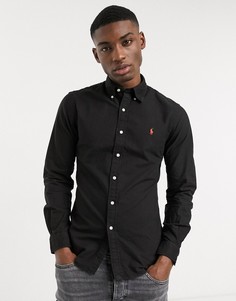 Черная оксфордская рубашка зауженного кроя с логотипом Polo Ralph Lauren-Черный